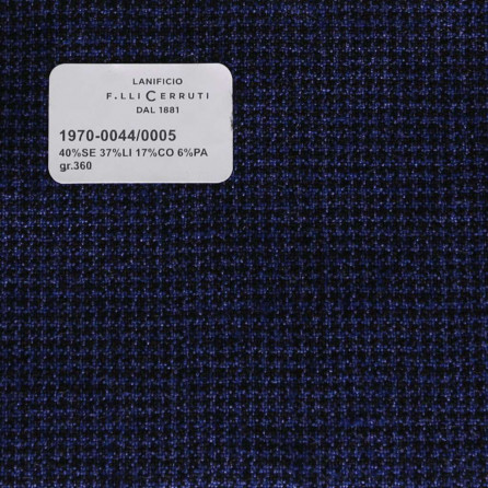 1970-0044/0005 Cerruti Lanificio - Vải Suit 100% Wool - Xanh Dương Trơn